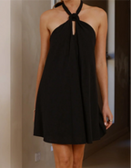 Black halter mini dress