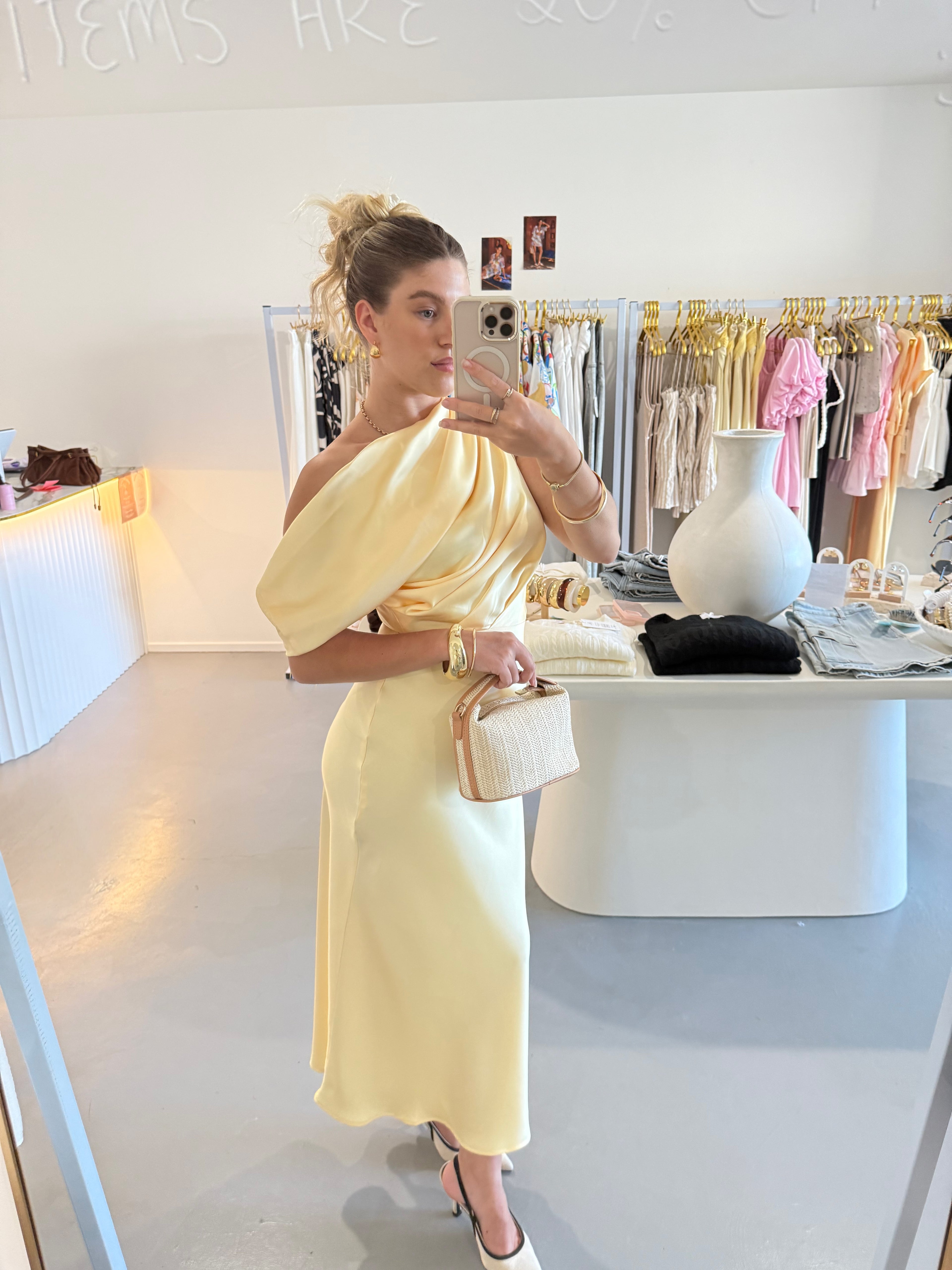 One-shoulder satin maxi dress - Butter