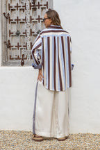 Portofino Pearl Stripe Wide Leg Pant | Blue Stripe