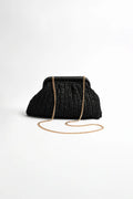 The Paper Weave Gathered Clutch in Black