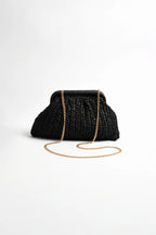 The Paper Weave Gathered Clutch in Black