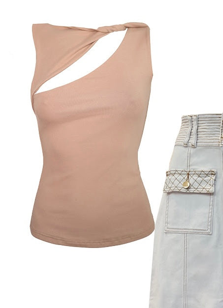 Twisted Taupe Sleeveless Top