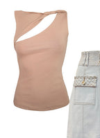 Twisted Taupe Sleeveless Top