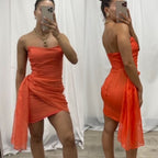 Tangerine Drape Mini Dress