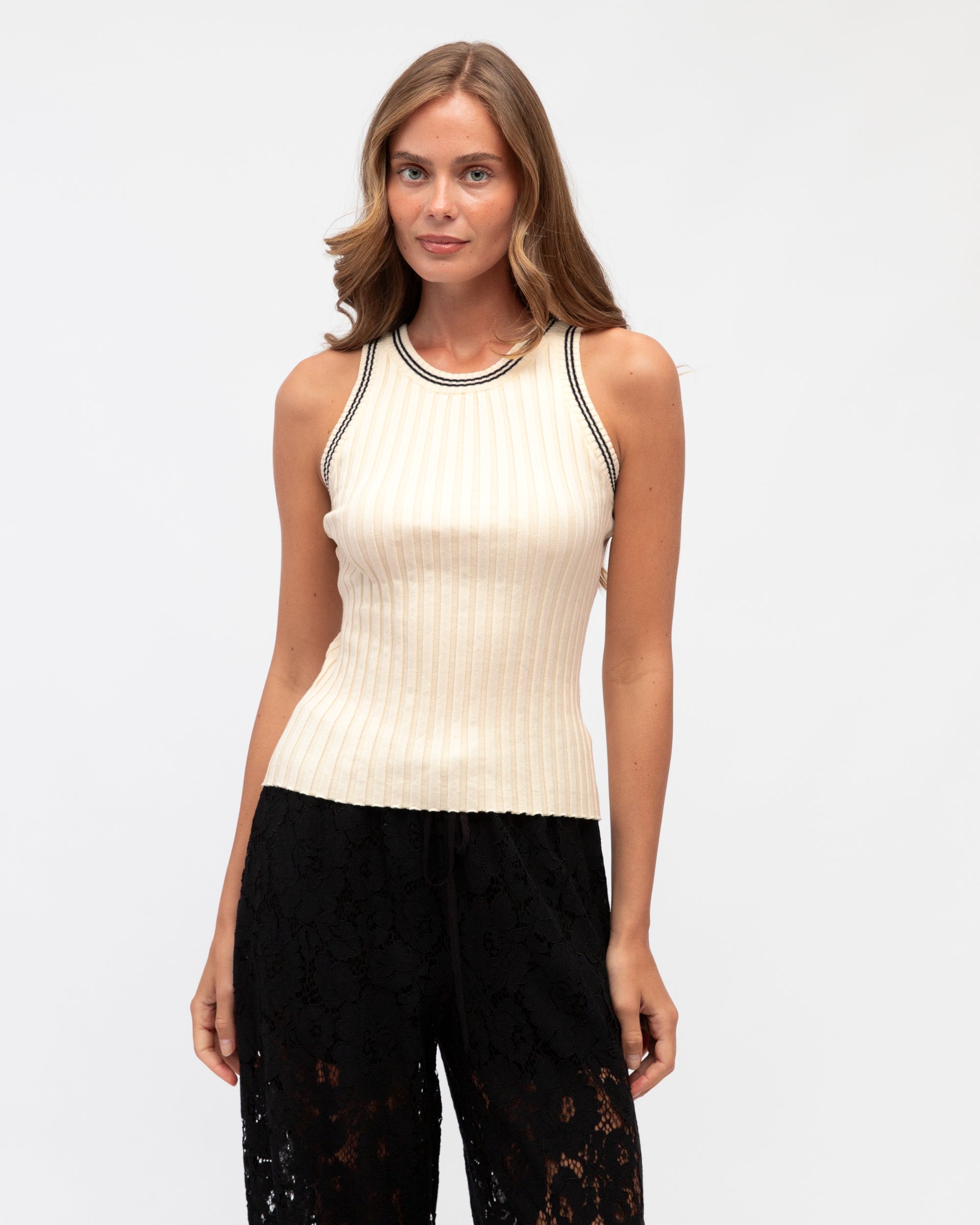Palmeras Tank - White / Black