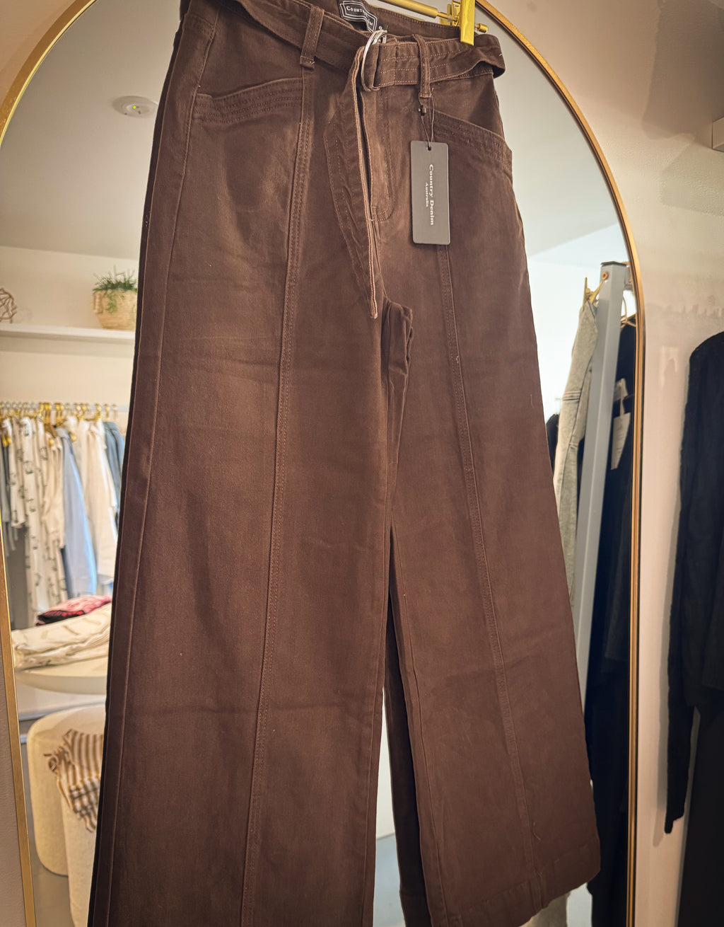 The Chocolate Front Seam Belted Denim Jean