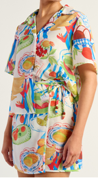 Fiesta print wrap skirt with beaded tie