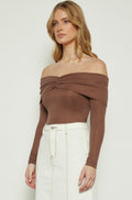 Off shoulder long sleeve top - Chocolate