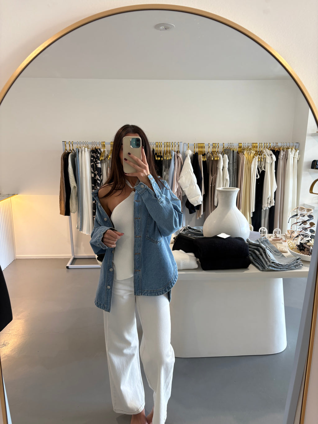 Denim button up shacket