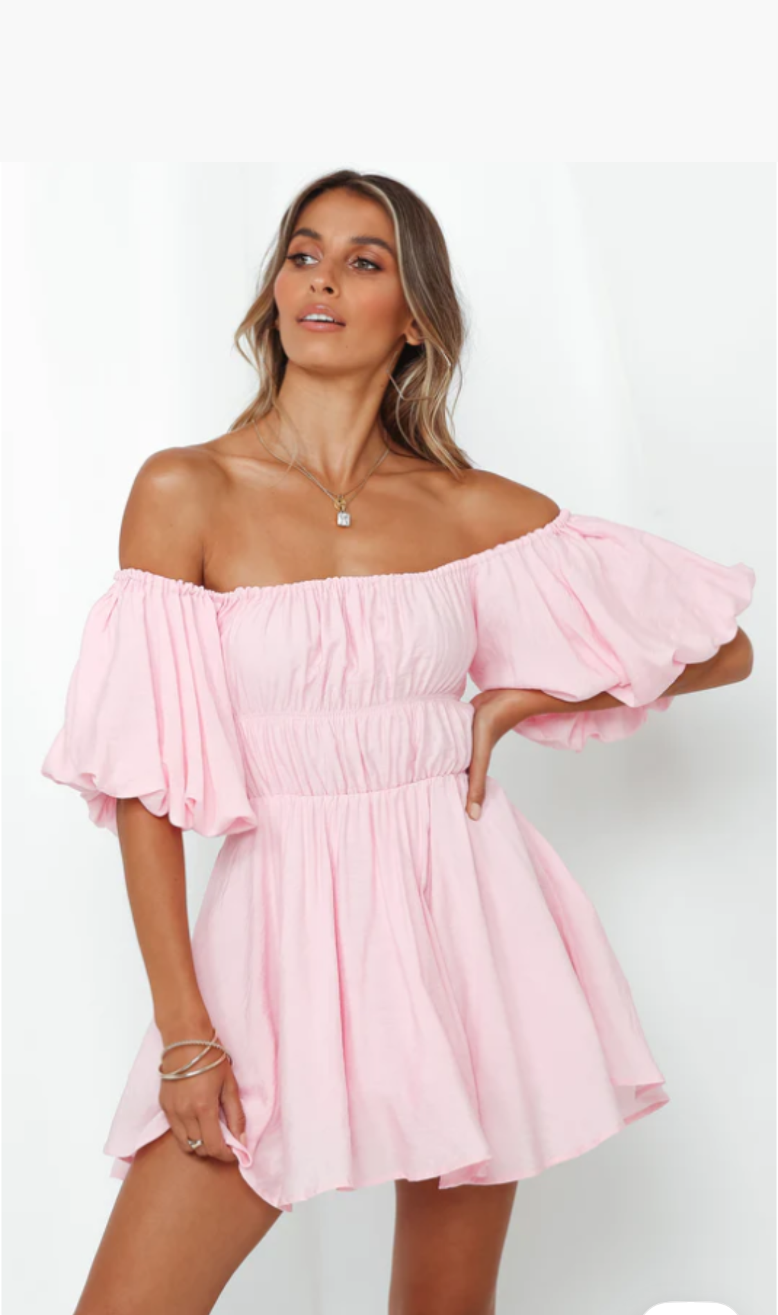 Pink off-shoulder mini