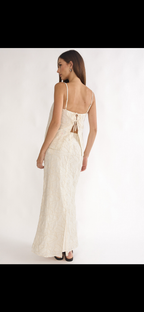 Cream textured maxi skirt