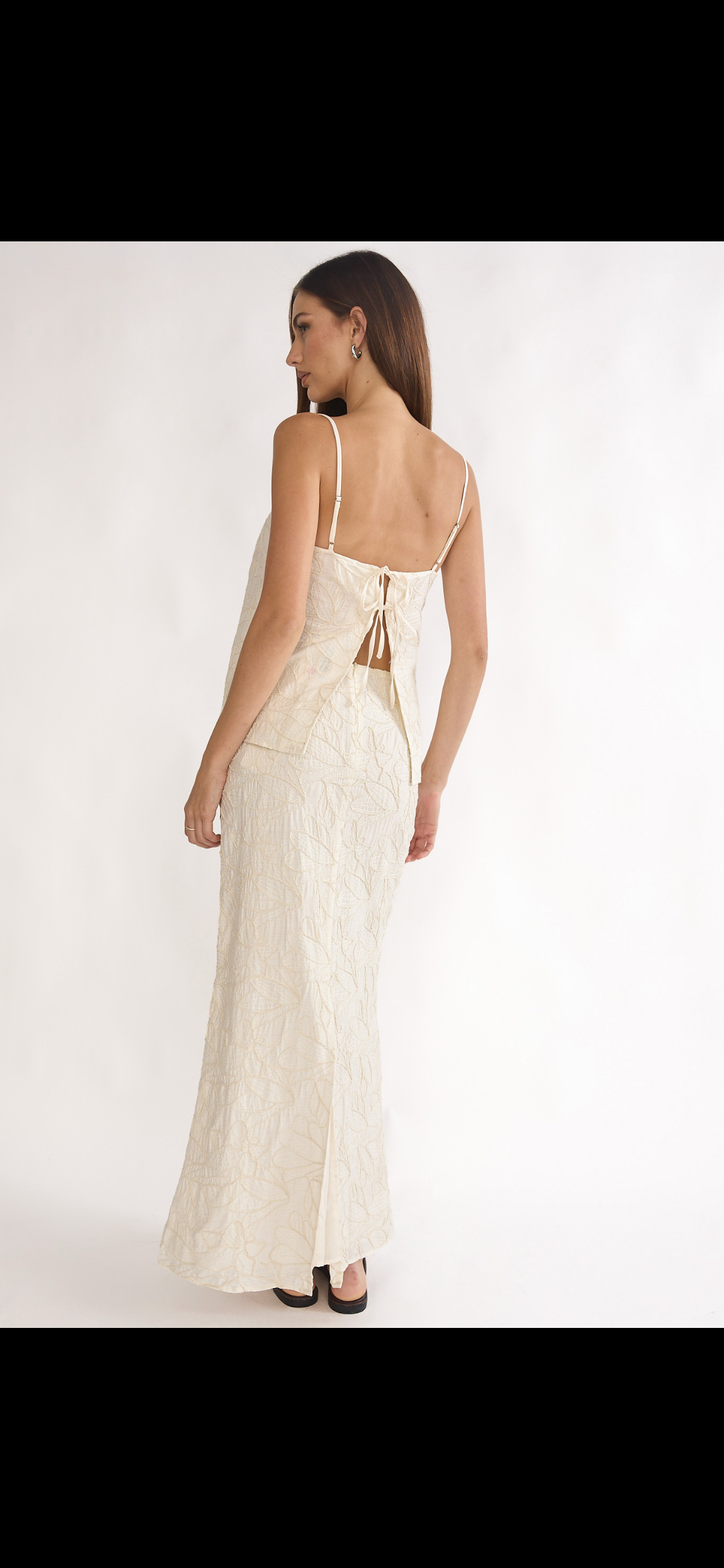 Cream textured maxi skirt