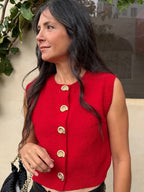 Sari Shell Knit Vest - Red