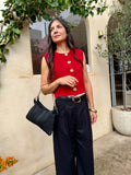 Sari Shell Knit Vest - Red