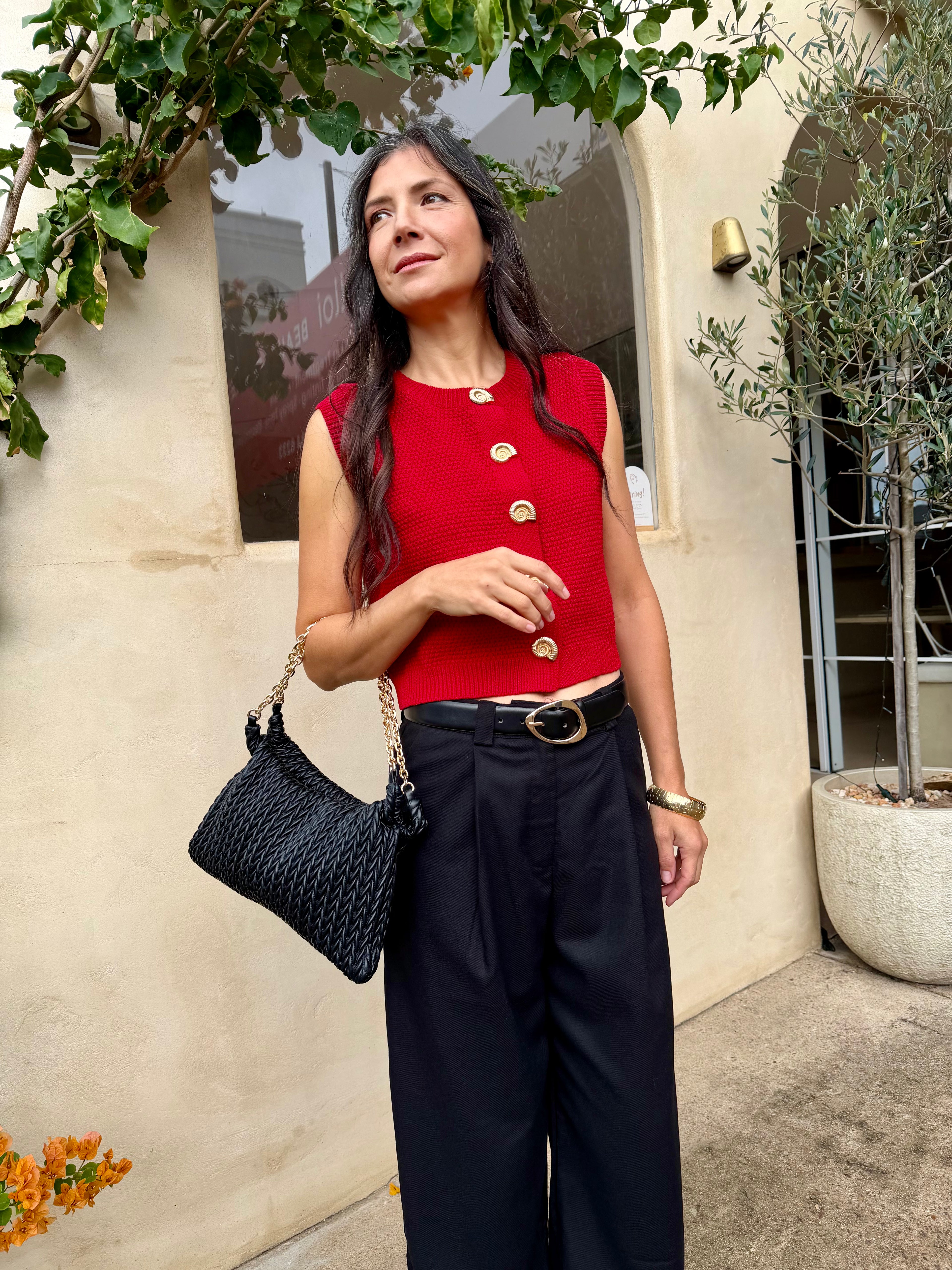 Sari Shell Knit Vest - Red
