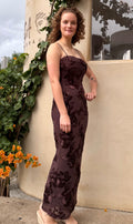 Chocolate Mesh Floral Maxi Dress
