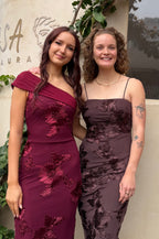 Chocolate Mesh Floral Maxi Dress