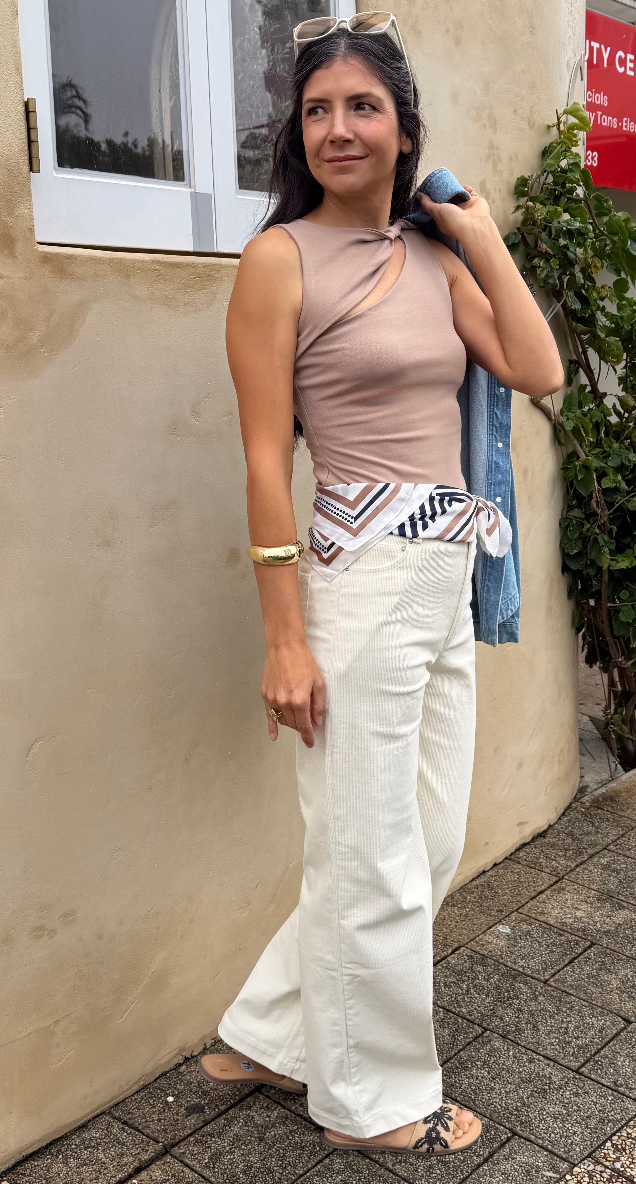 Twisted Taupe Sleeveless Top