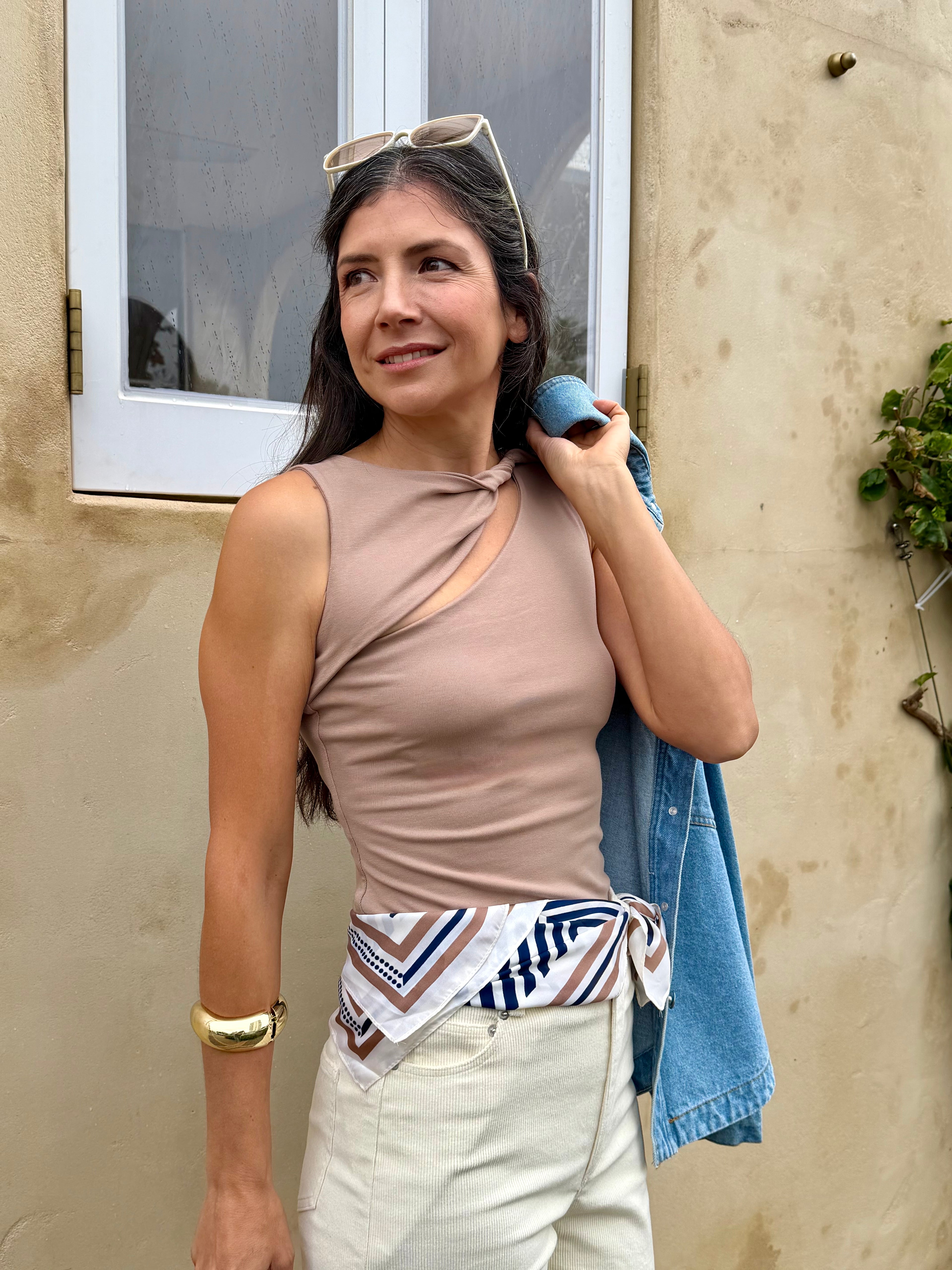Twisted Taupe Sleeveless Top