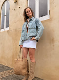 The Erin Faded Medium Wash Collared Denim Jacket