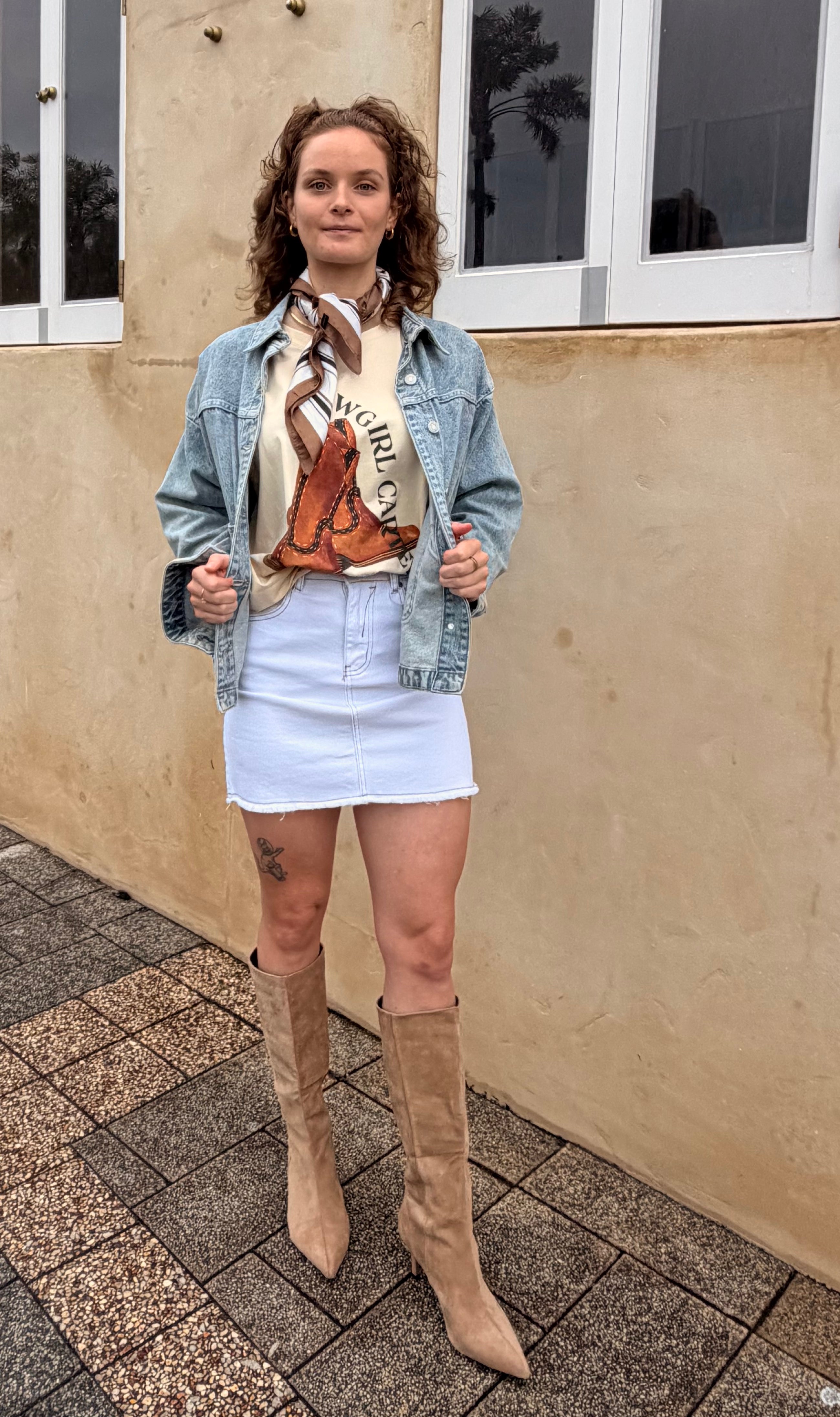 The Sloane White Denim Skirt