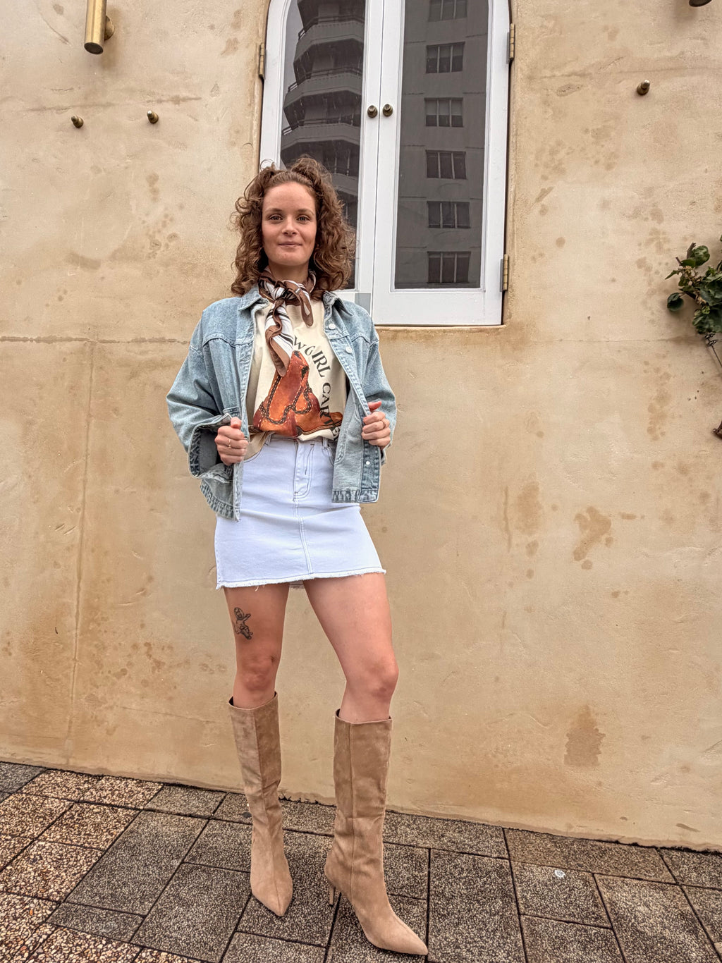 The Sloane White Denim Skirt