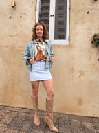 The Sloane White Denim Skirt