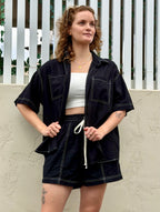 Overstitch Short Sleeve Set – Black