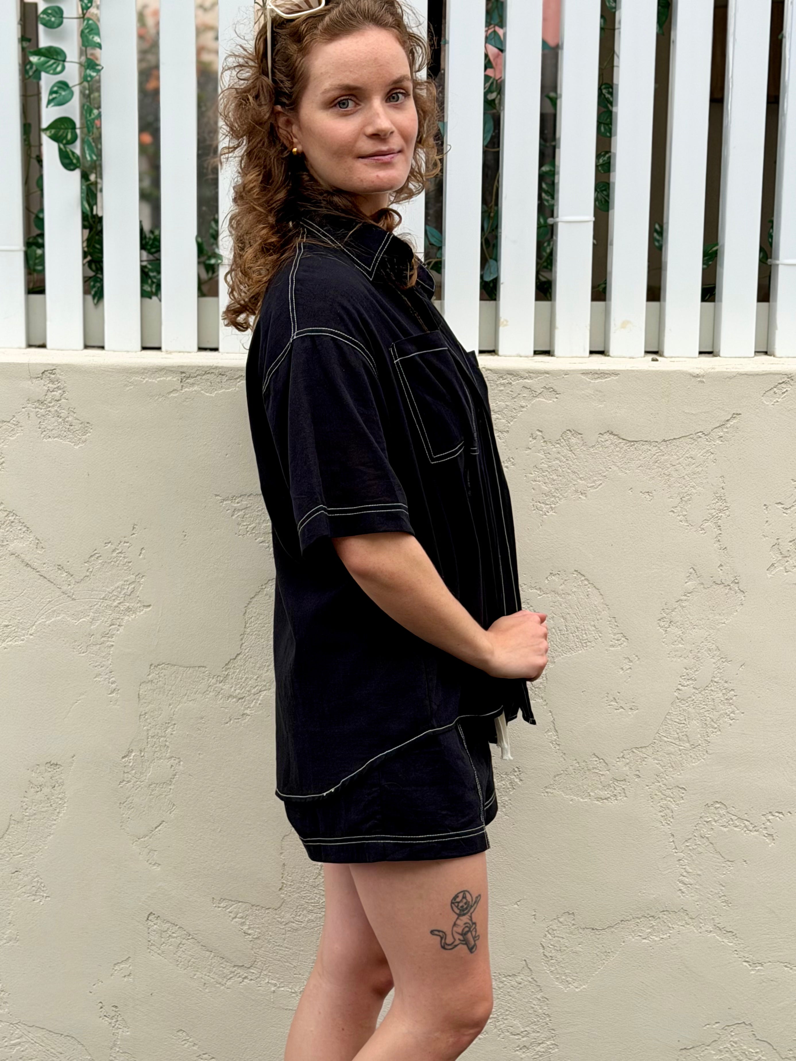 Overstitch Short Sleeve Set – Black