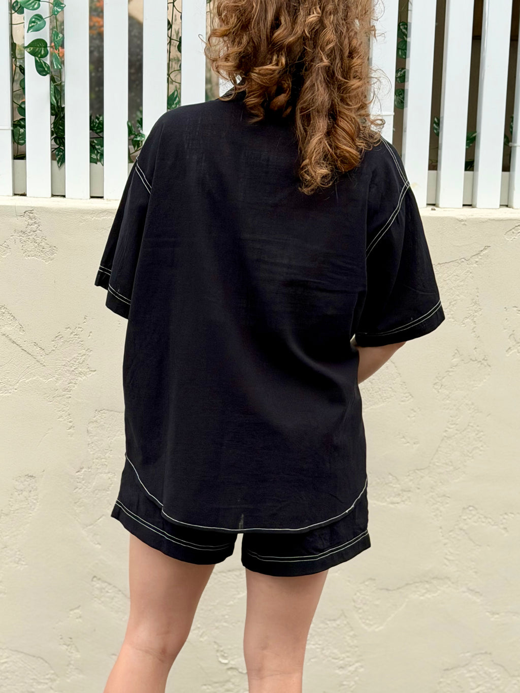 Overstitch Short Sleeve Set – Black