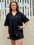 Overstitch Short Sleeve Set – Black