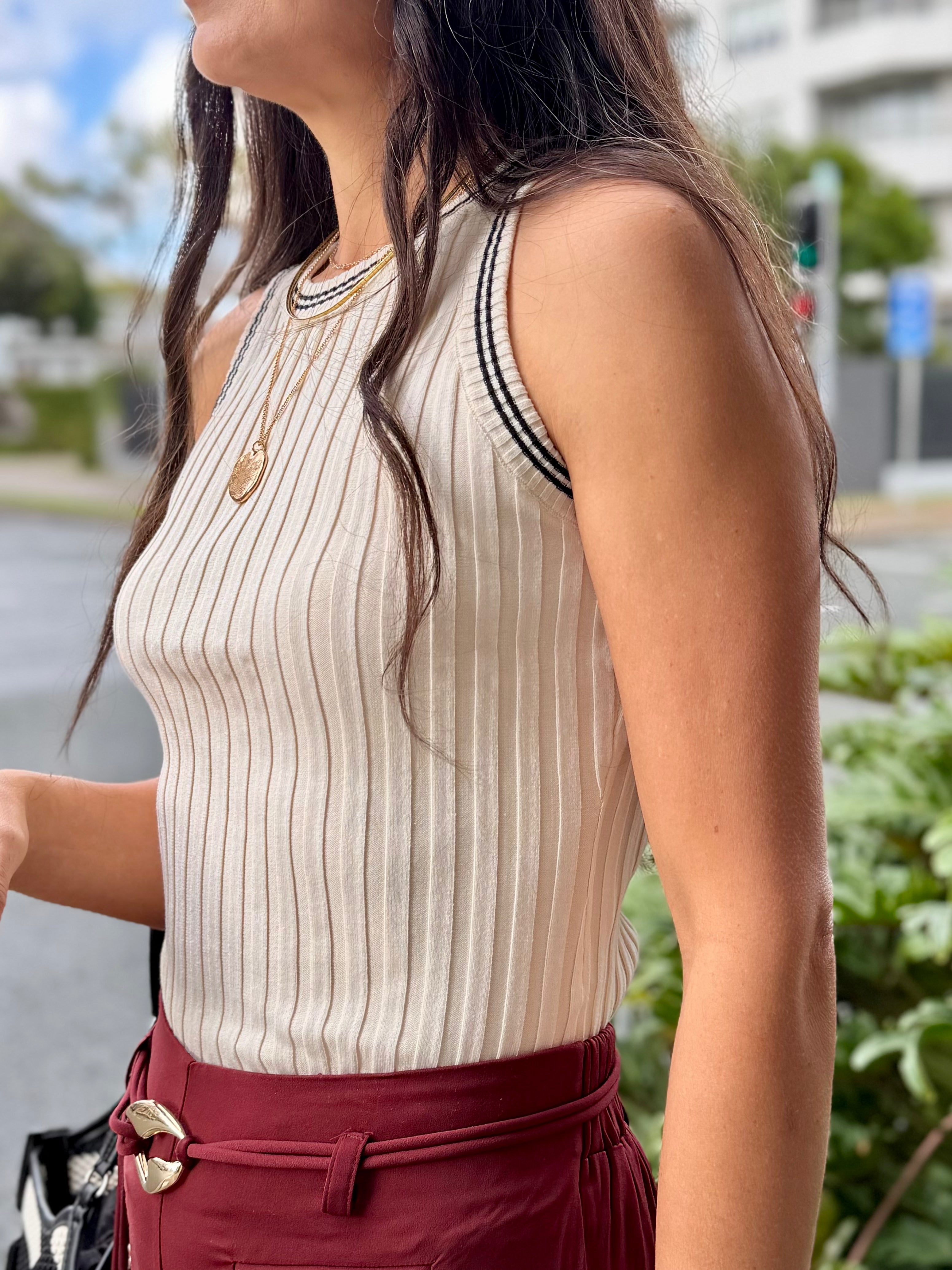 Palmeras Tank - White / Black