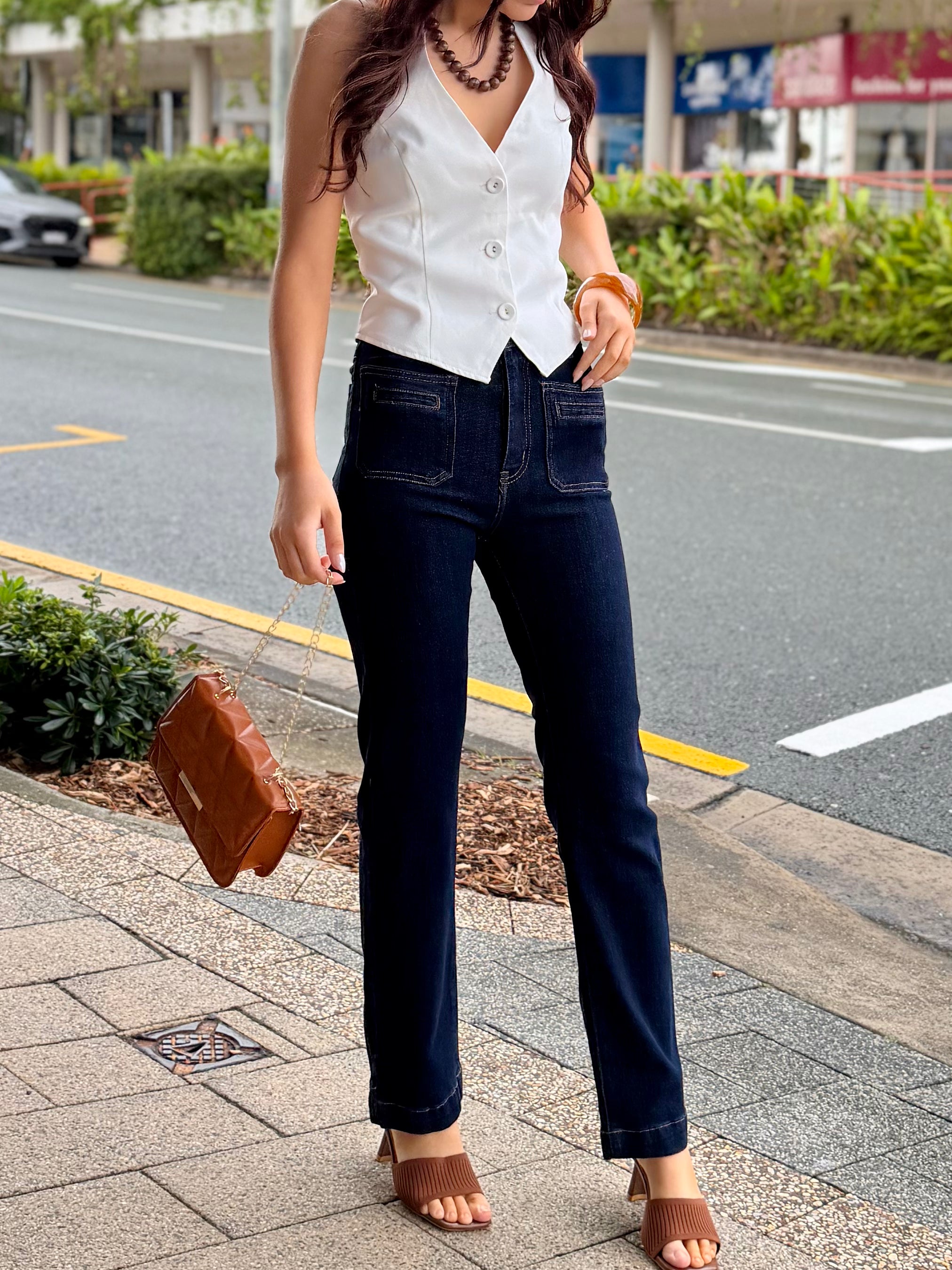 Dark Wash Straight Leg Jeans