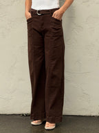 The Chocolate Front Seam Belted Denim Jean