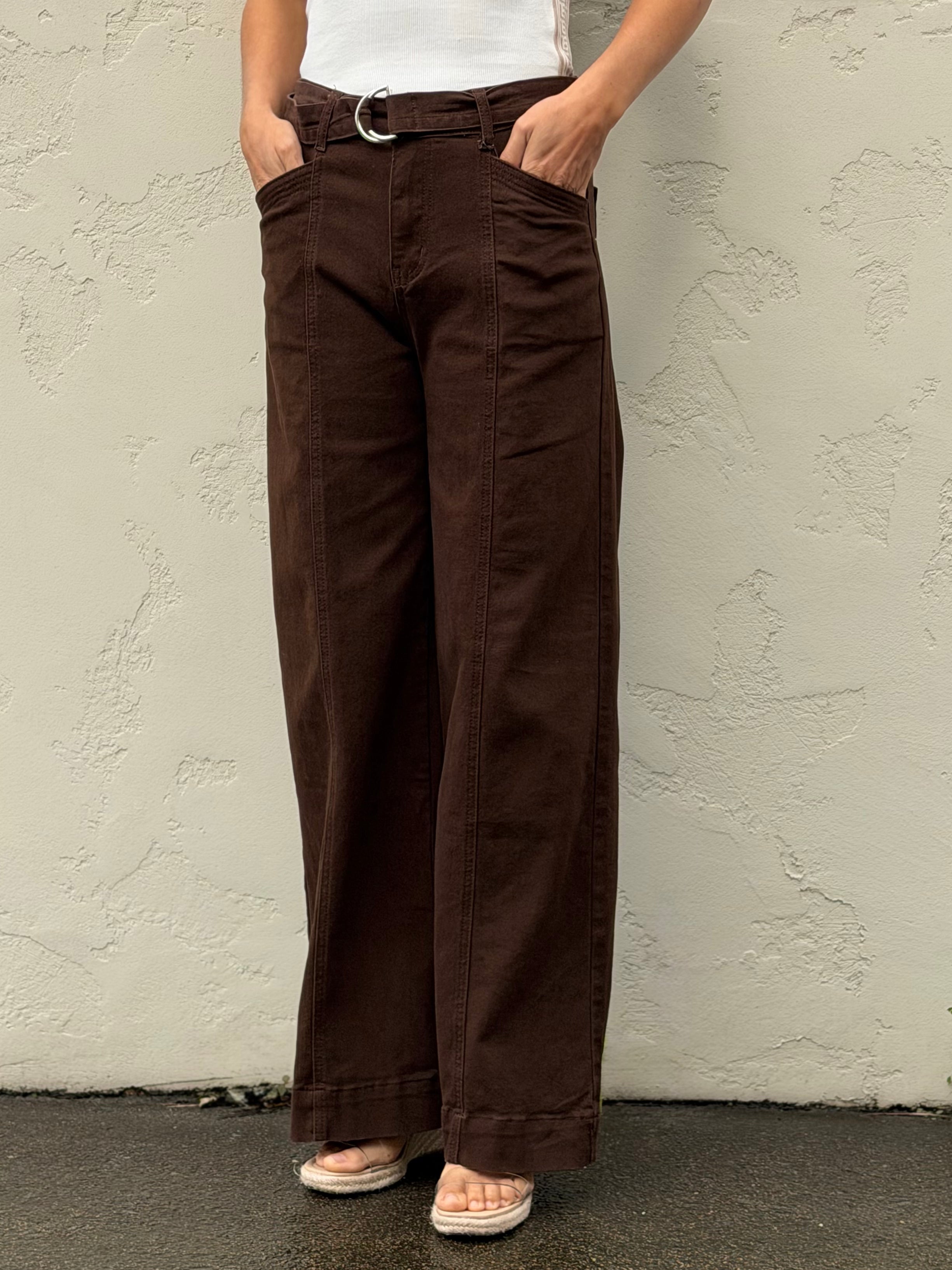 The Chocolate Front Seam Belted Denim Jean