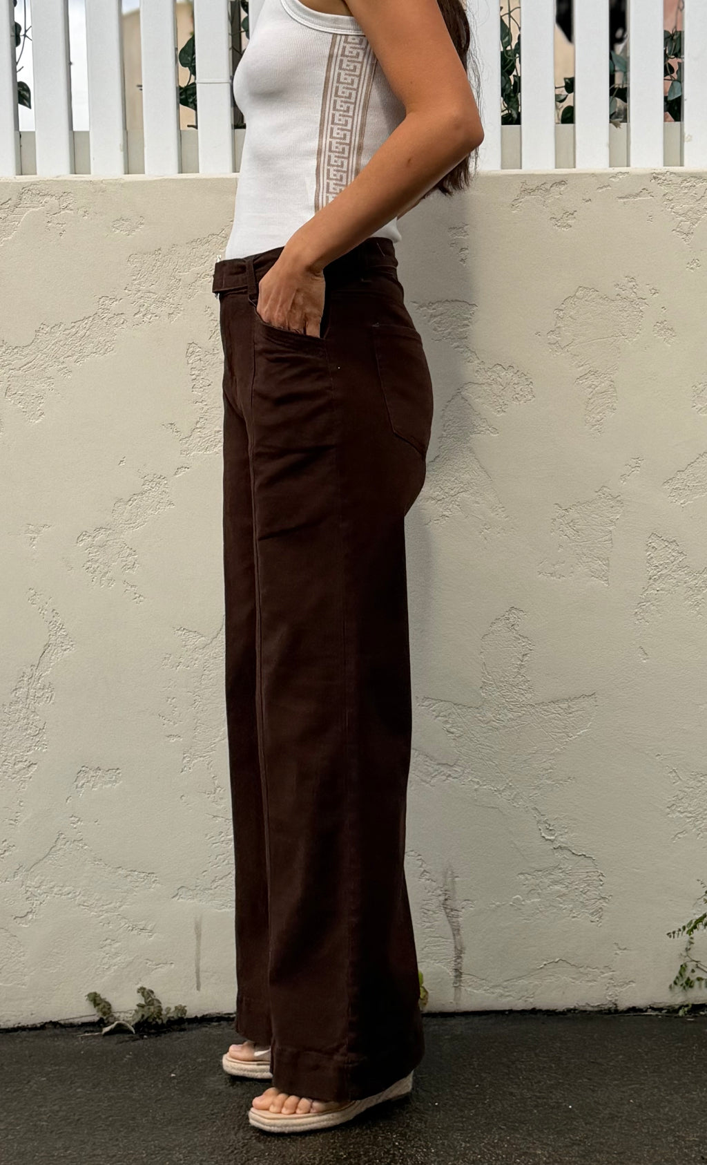The Chocolate Front Seam Belted Denim Jean
