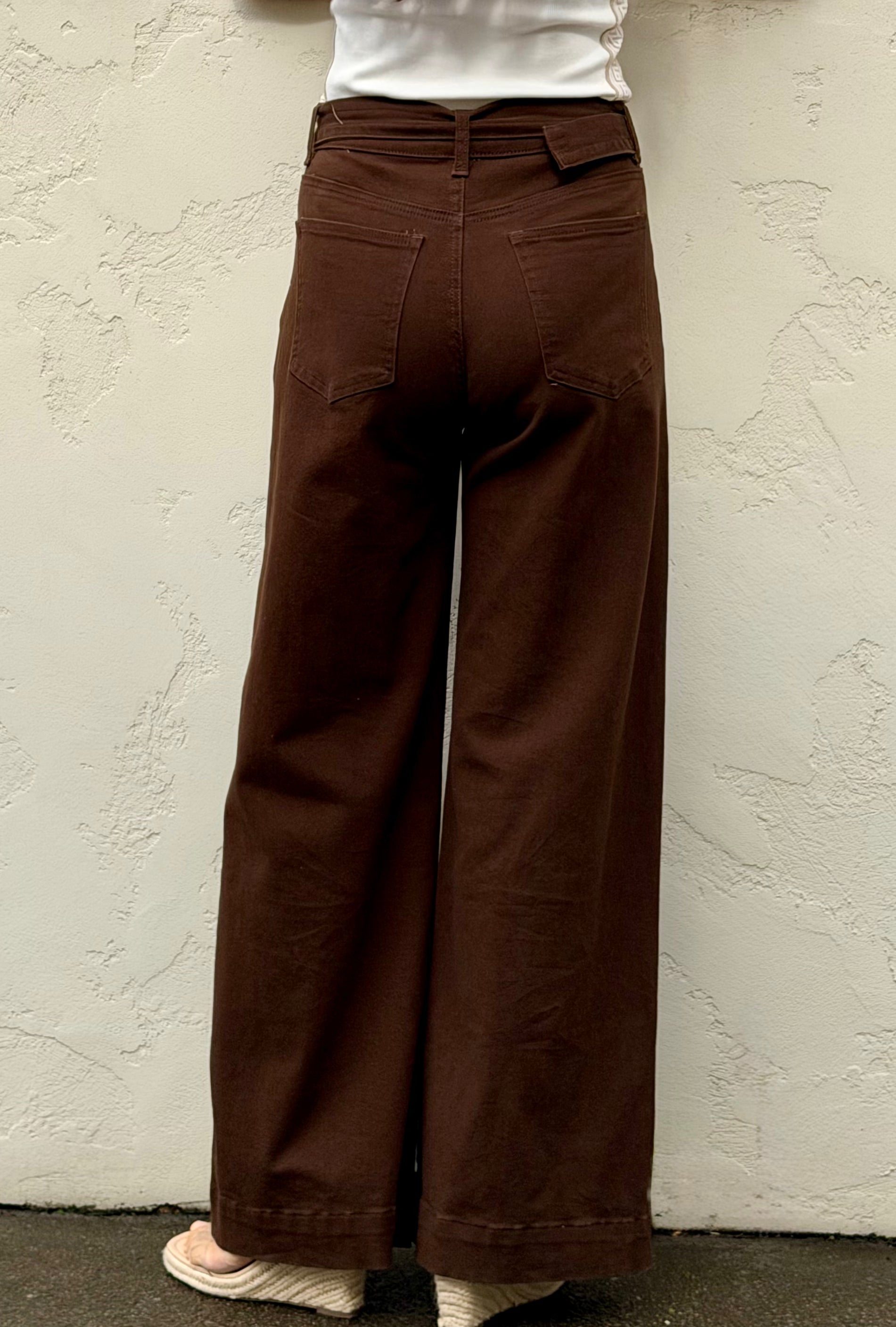 The Chocolate Front Seam Belted Denim Jean