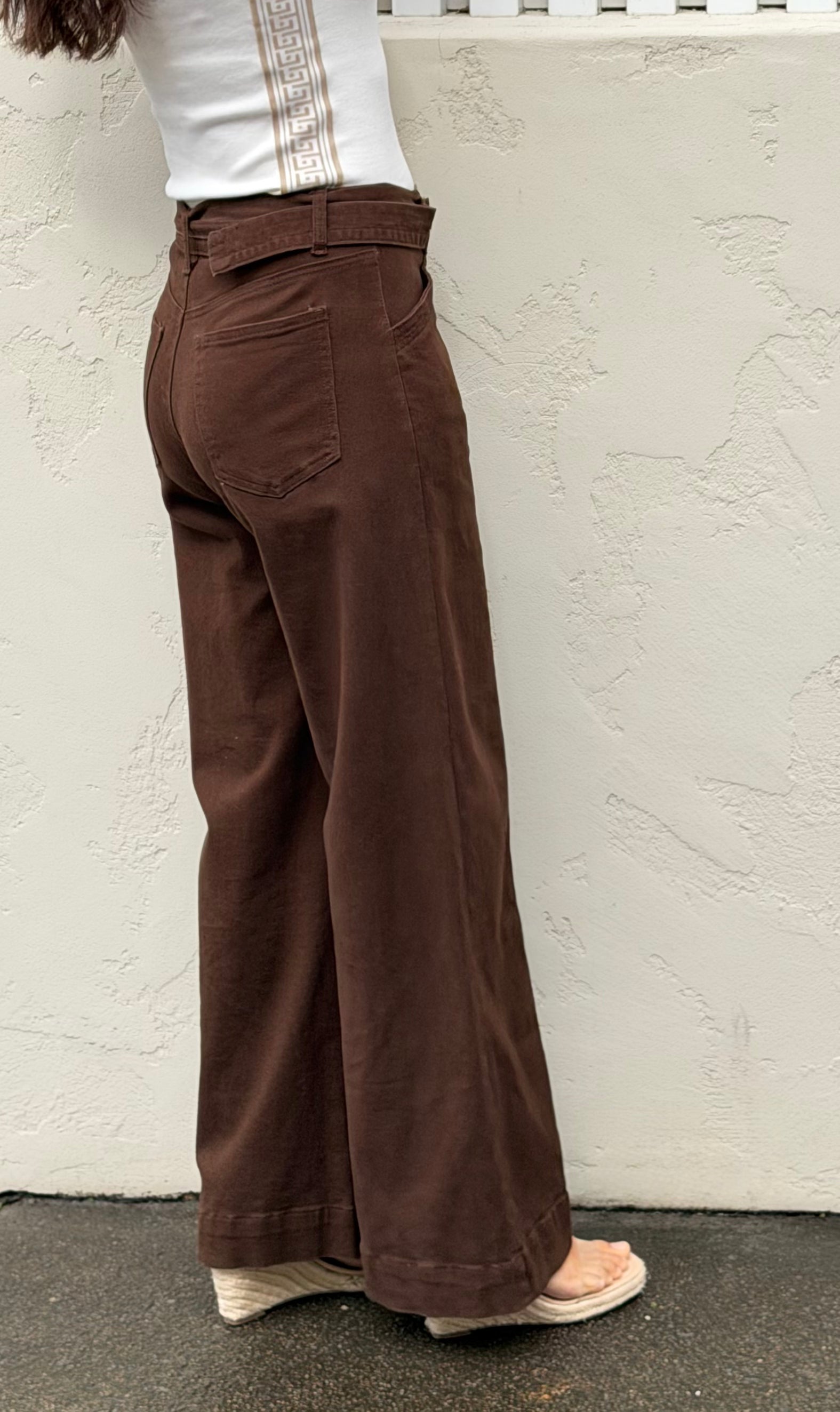 The Chocolate Front Seam Belted Denim Jean