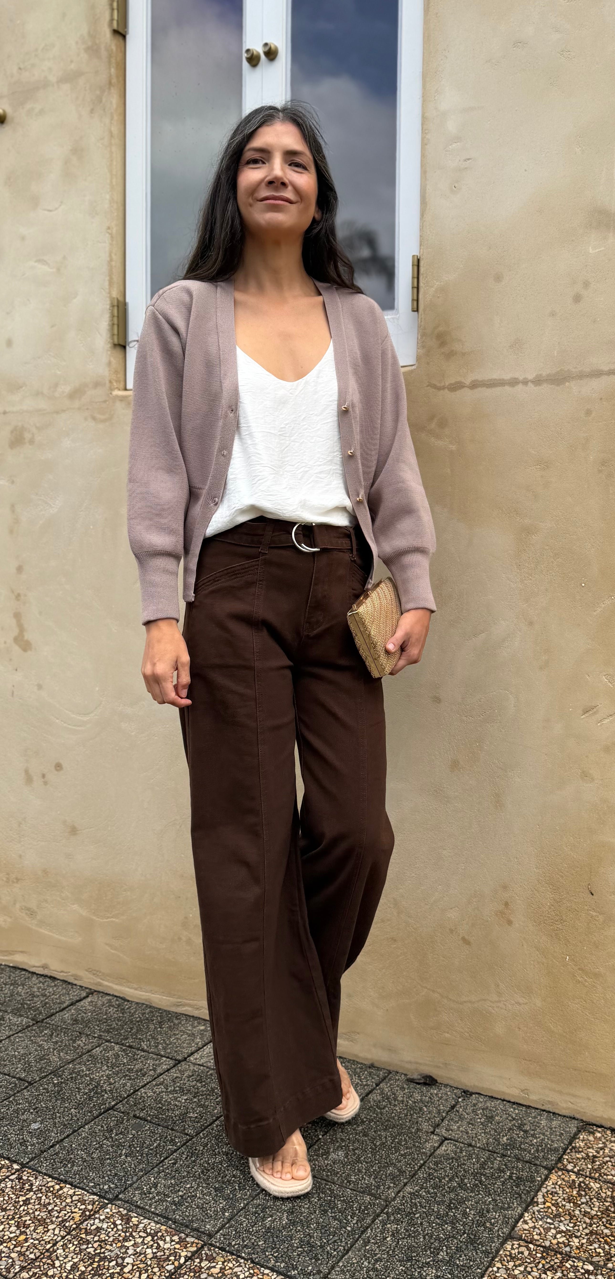 The Chocolate Front Seam Belted Denim Jean
