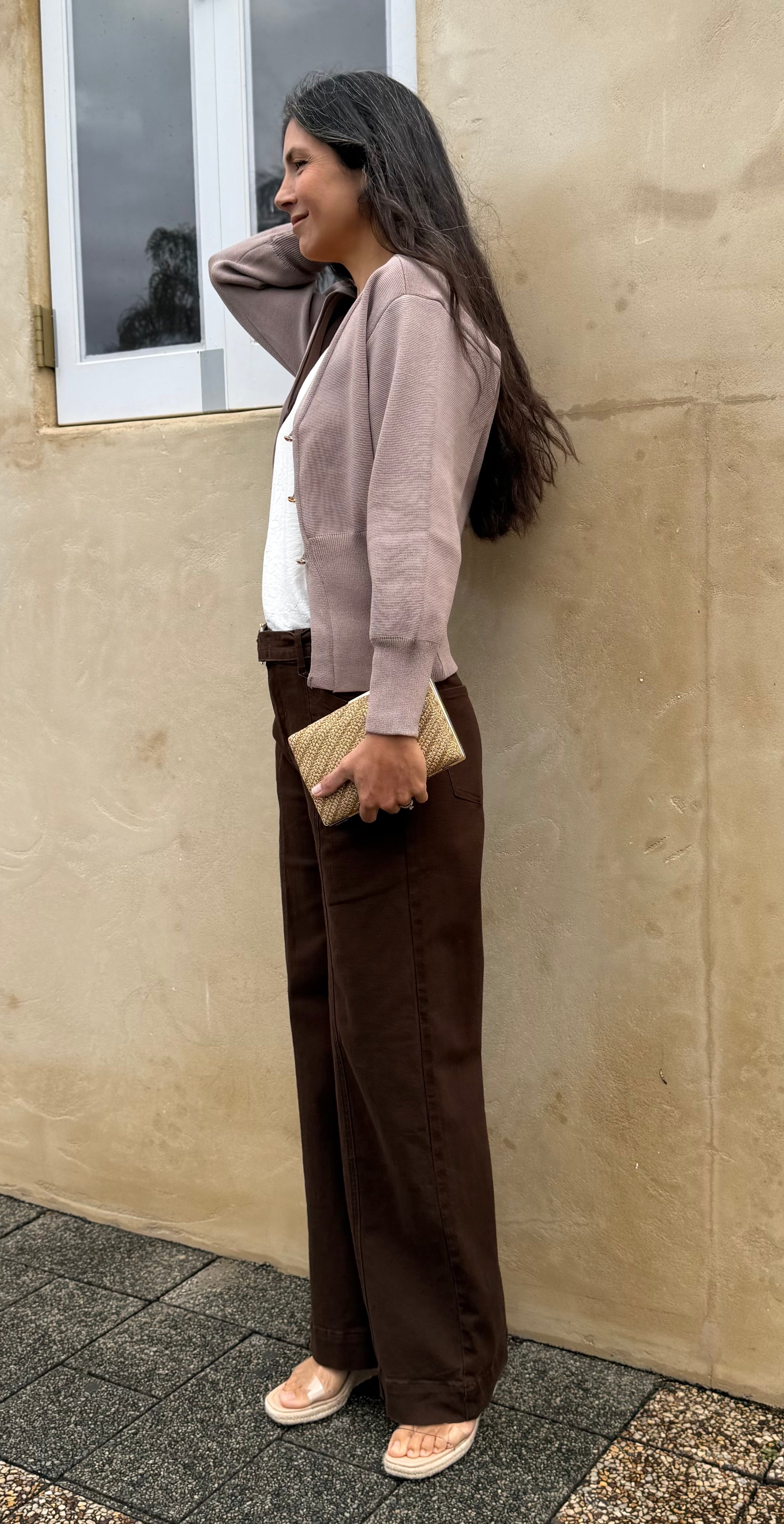 The Chocolate Front Seam Belted Denim Jean