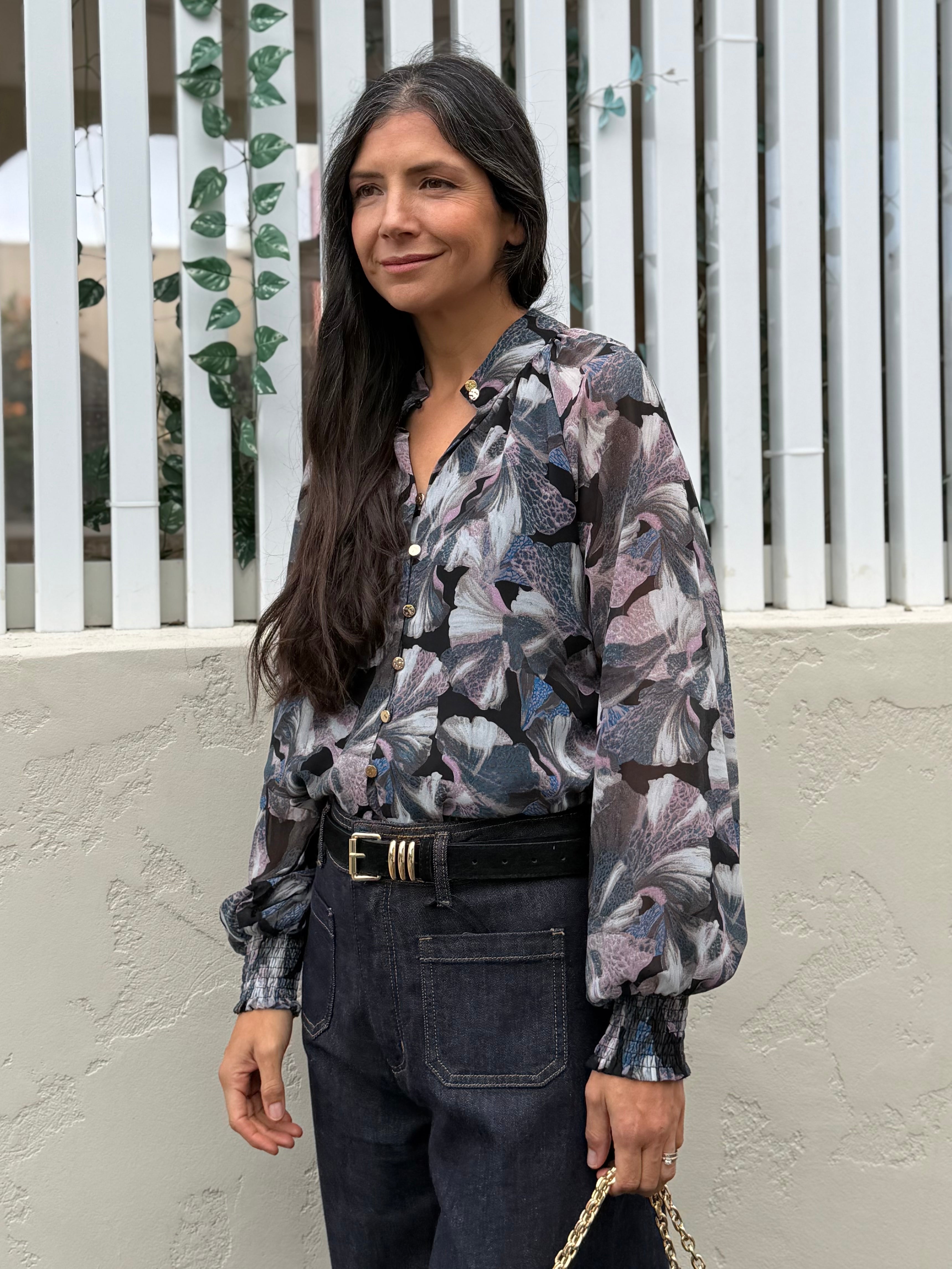 Midnight Bloom Long Sleeve Top