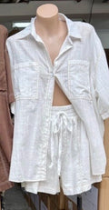 Overstitch Short Sleeve Set – White