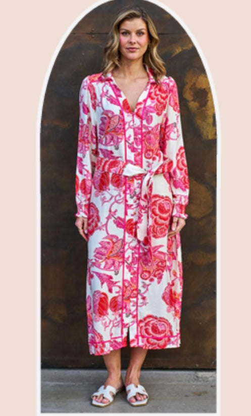 Hibiscus Breeze Shirt Dress