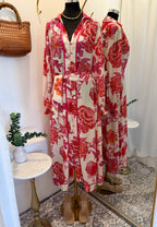 Hibiscus Breeze Shirt Dress