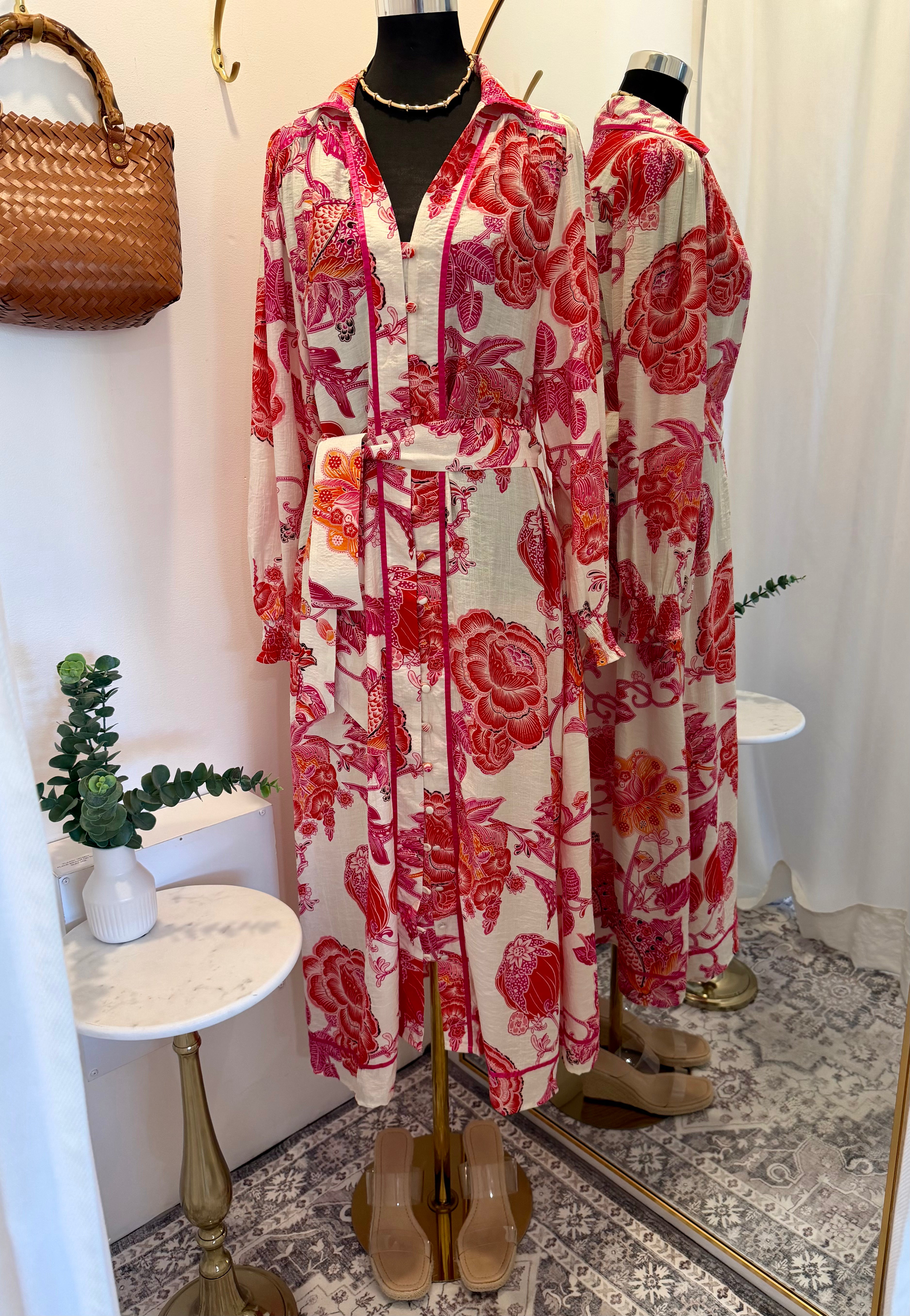 Hibiscus Breeze Shirt Dress