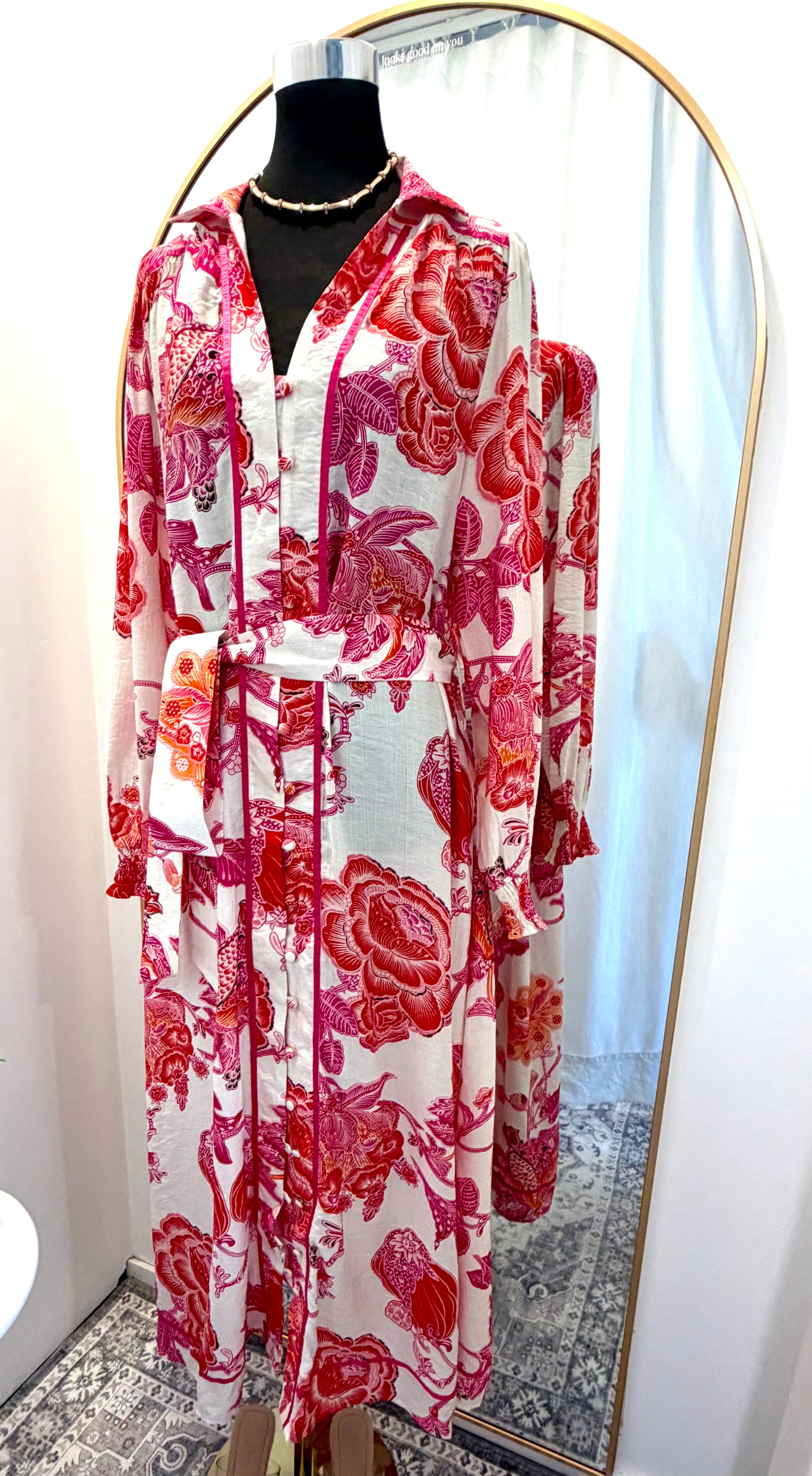 Hibiscus Breeze Shirt Dress