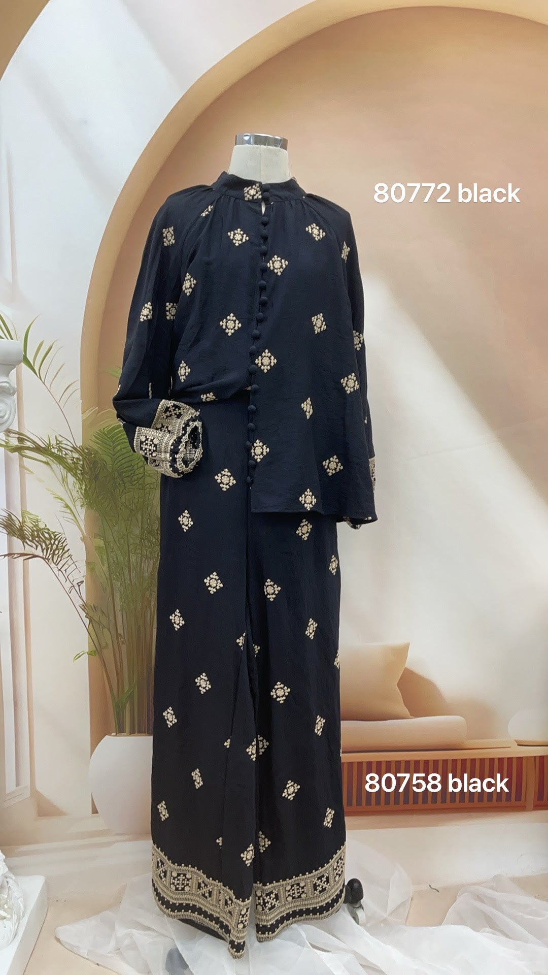 Lorraine Embroidered Long Sleeve Button-Down Top