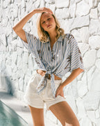 Zara Stripe Tie-Front Shirt