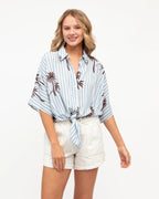 Zara Stripe Tie-Front Shirt