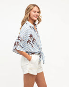 Zara Stripe Tie-Front Shirt